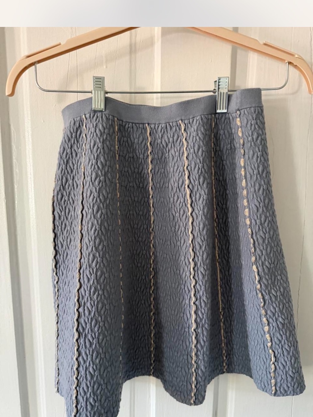 Sandro Light Blue Textured Pearl-Button Jacket and skirt - Picture 9 of 10